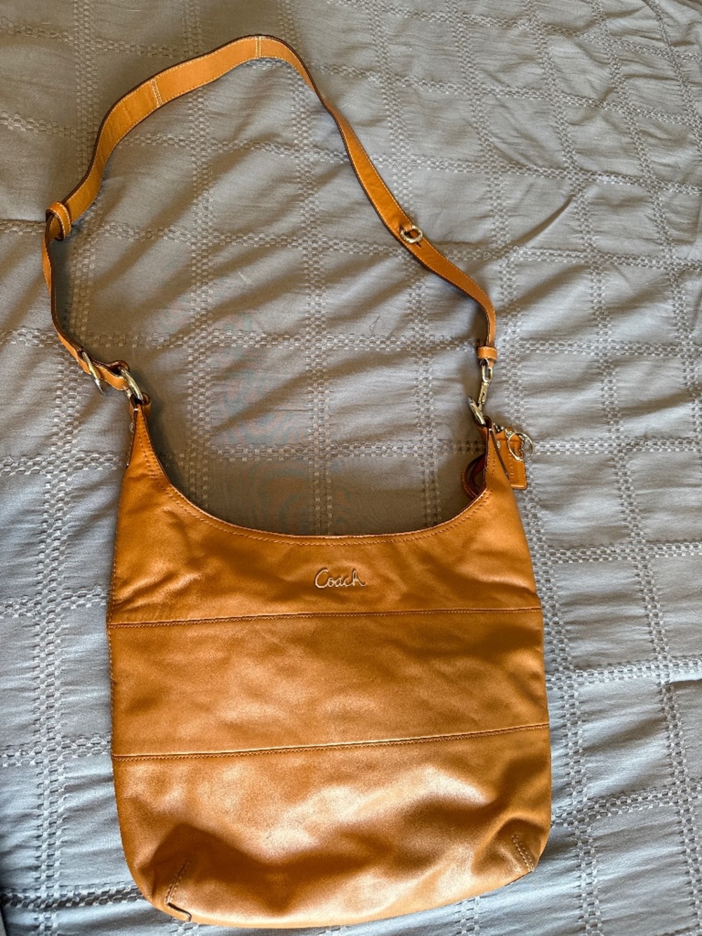 Coach Camel Saddle Leather Crossbody Bag F17116 Convertible Hobo